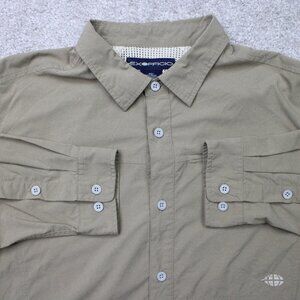 ExOfficio Shirt Mens XL Beige Vented Mesh Lined Long Sleeve Button Down